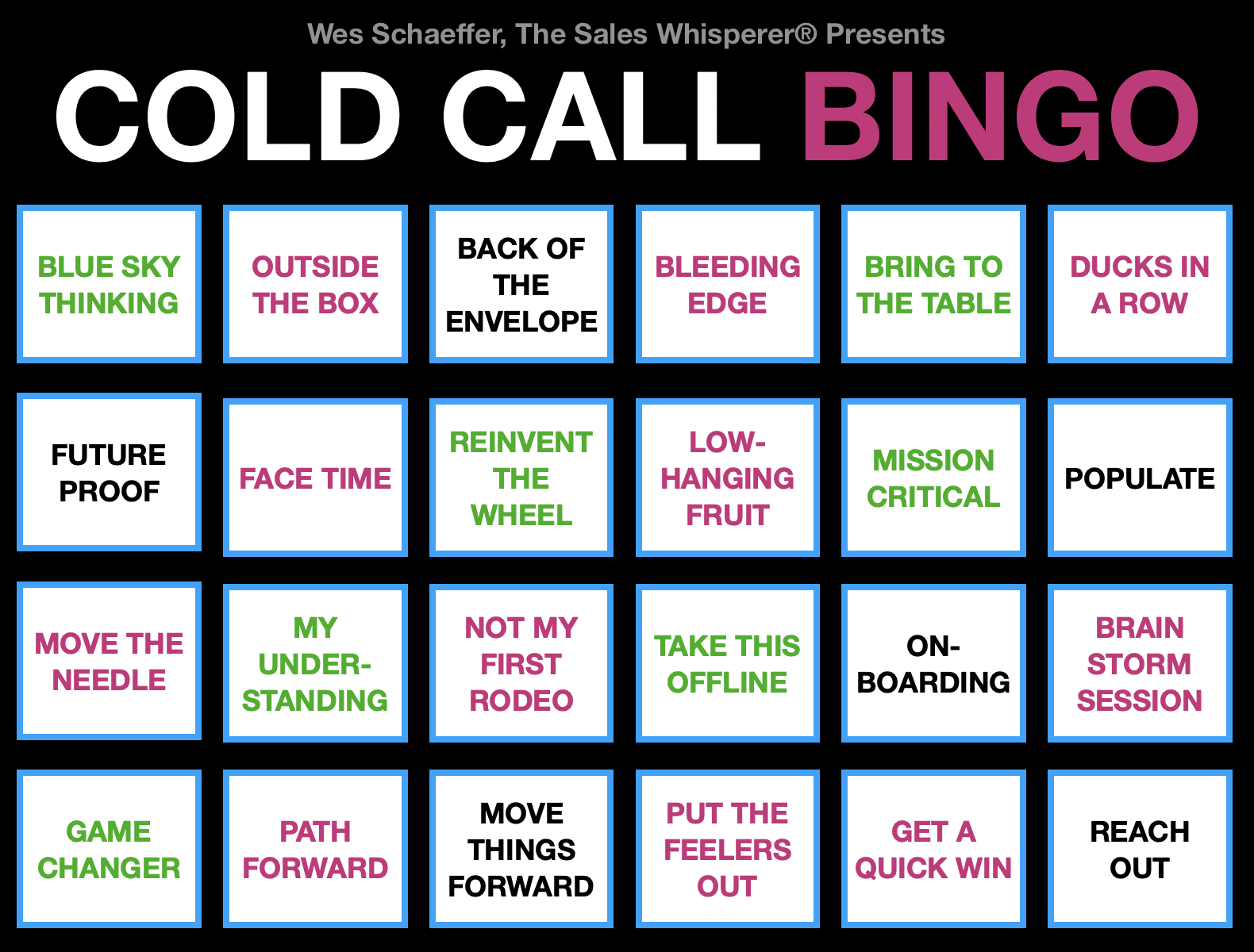 Cold Call Bingo Wes Schaeffer