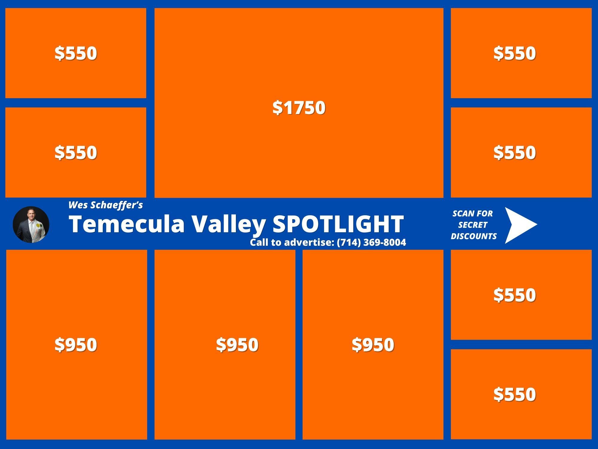 Giant postcard mailing front layout and pricing for the Temecula Valley created by Wes Schaeffer, The Business Fixer