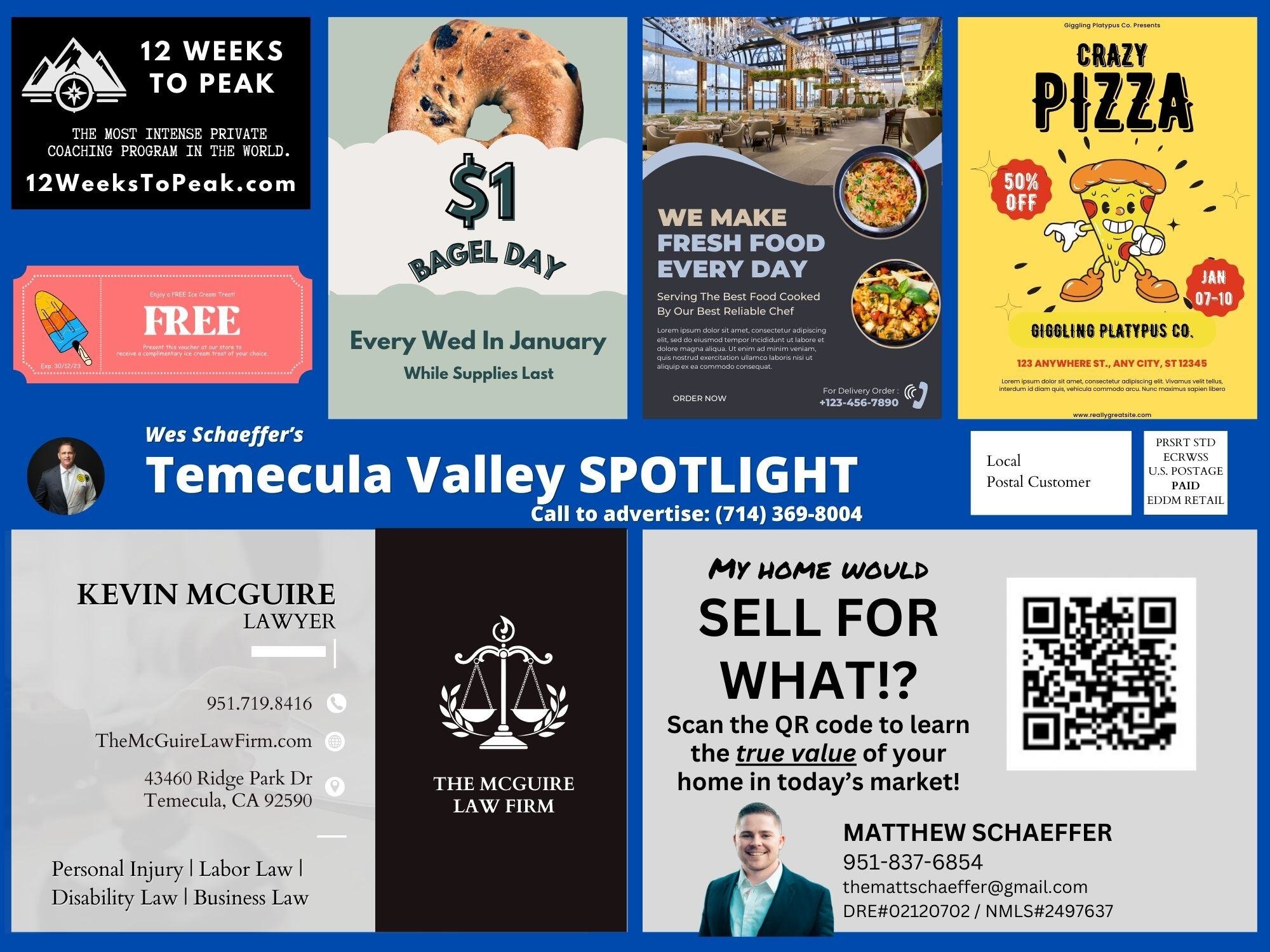 Temecula Valley Spotlight 9x12 postcard by Wes Schaeffer, The Business Fixer