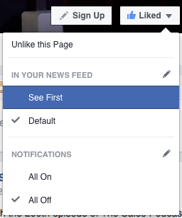 Facebook page notifications 