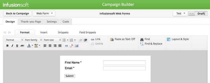 Configure you Infusionsoft web forms.