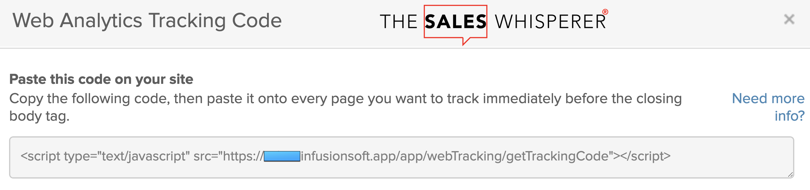 Install Infusionsoft Wordpress tracking code for lead generation by Wes Schaeffer, The Sales Whisperer®