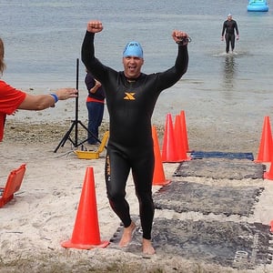 Wes Schaeffer finishes the Tampa Bay Frogman Swim for the Navy SEAL Foundation